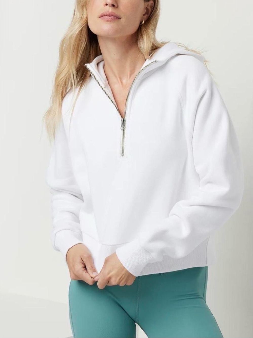 Women’s white Vuori Restore Half Zip Hoodie